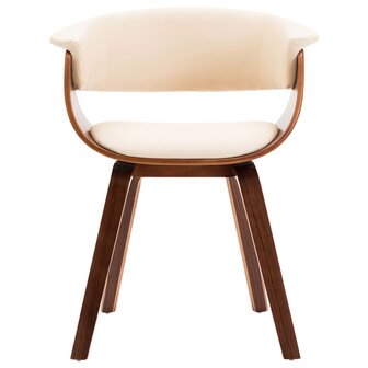 Eetkamerstoelen 6 st gebogen hout en kunstleer cr&egrave;me 4