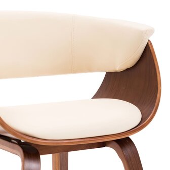 Eetkamerstoelen 6 st gebogen hout en kunstleer cr&egrave;me 5