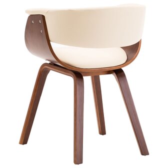 Eetkamerstoelen 6 st gebogen hout en kunstleer cr&egrave;me 7