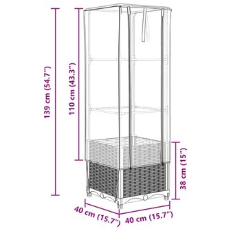 Plantenbak verhoogd met kashoes 40x40x139 cm rattanlook 9