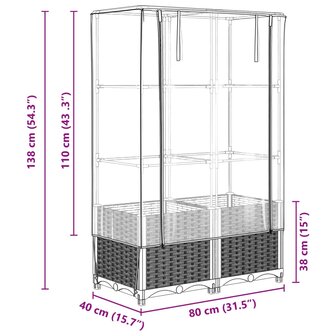 Plantenbak verhoogd met kashoes 80x40x138 cm rattanlook 9