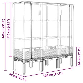 Plantenbak verhoogd met kashoes 120x40x140 cm rattanlook 9