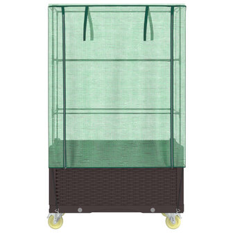 Plantenbak verhoogd met hoes en wielen 80x50x182 cm rattanlook 4