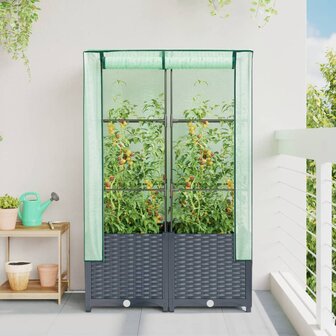 Plantenbak verhoogd met kashoes 80x40x138 cm rattanlook 3