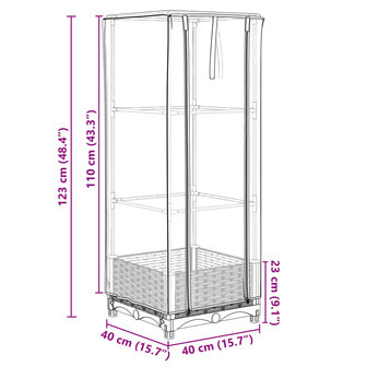 Plantenbak verhoogd met kashoes 40x40x123 cm rattanlook 9