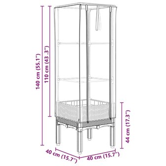 Plantenbak verhoogd met kashoes 40x40x140 cm rattanlook 9