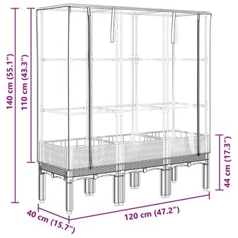 Plantenbak verhoogd met kashoes 120x40x140 cm rattanlook 9