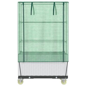 Plantenbak verhoogd met hoes en wielen 80x50x182 cm rattanlook 4