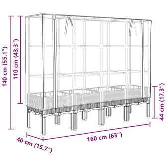 Plantenbak verhoogd met kashoes 160x40x140 cm rattanlook 9