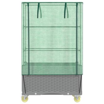 Plantenbak verhoogd met hoes en wielen 80x50x182 cm rattanlook 4