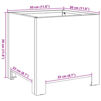 Plantenbakken 2 st 30x30x30 cm staal wit 12