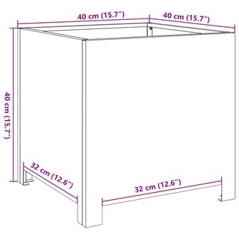 Plantenbakken 2 st 40x40x40 cm staal wit 12