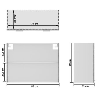 Hangkast 80x31x60 cm bewerkt hout grijs sonoma eikenkleurig 9