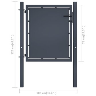 Poort 100x75 cm staal antraciet 4