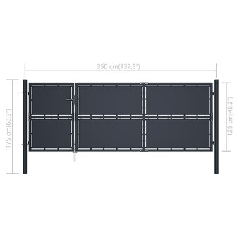 Poort 350x125 cm staal antraciet 5