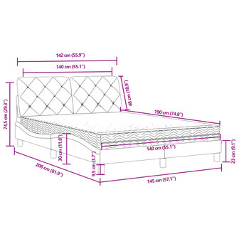 Bed met matras fluweel donkergroen 140x190 cm 11