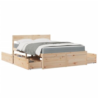 Bed met lades en matras massief grenenhout 120x190 cm 1