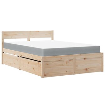 Bed met lades en matras massief grenenhout 120x190 cm 2