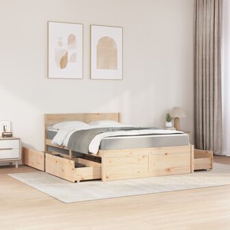 Bed met lades en matras massief grenenhout 120x190 cm 3