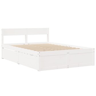 Bed met lades en matras massief grenenhout wit 120x190 cm 7