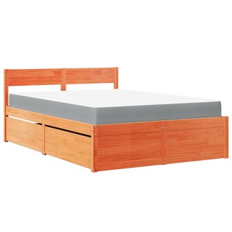 Bed met lades en matras massief grenenhout wasbruin 120x190 cm 2