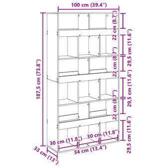 Kamerscherm 100x33x187,5 cm bewerkt hout wit 9