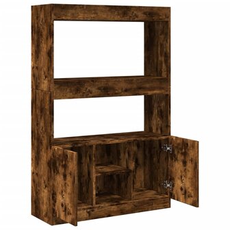 Hoge kast 92x33x140 cm bewerkt hout gerookt eikenkleurig 8