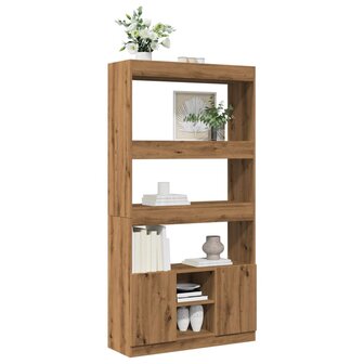 Hoge kast 92x33x180 cm bewerkt hout artisanaal eikenkleurig 4