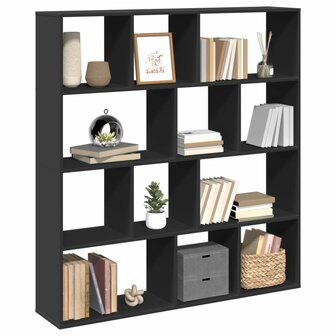 Boekenkast 132x29x141,5 cm bewerkt hout zwart 4