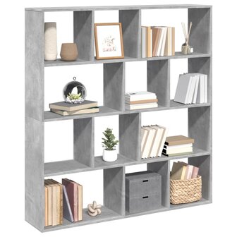 Boekenkast 132x29x141,5 cm bewerkt hout betongrijs 4