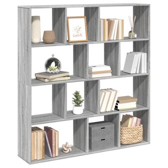 Boekenkast 132x29x141,5 cm bewerkt hout grijs sonoma eiken 4