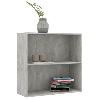 Boekenkast met 2 schappen 80x30x76,5 cm bewerkt hout betongrijs 3