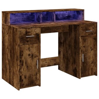 Bureau met LED-verlichting 120x55x91 cm hout gerookt eikenkleur 3