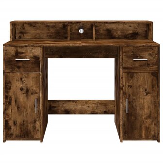 Bureau met LED-verlichting 120x55x91 cm hout gerookt eikenkleur 6