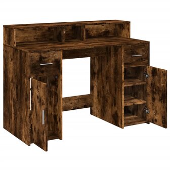 Bureau met LED-verlichting 120x55x91 cm hout gerookt eikenkleur 9