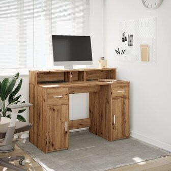 Bureau met LED-verlichting 120x55x91 cm hout artisanaal eiken 4