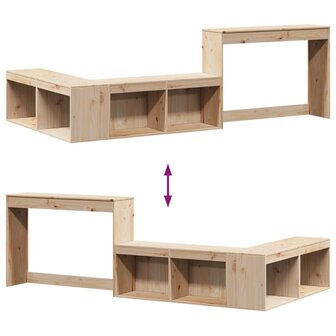 Nachtkastje met bureau 232x122x75 cm massief grenenhout 7