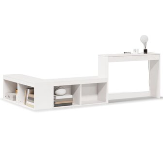 Nachtkastje met bureau 232x122x75 cm massief grenenhout wit 2