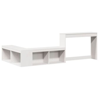 Nachtkastje met bureau 232x122x75 cm massief grenenhout wit 3