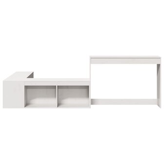 Nachtkastje met bureau 232x122x75 cm massief grenenhout wit 4