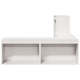 Nachtkastje met bureau 232x122x75 cm massief grenenhout wit 5