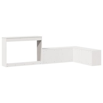 Nachtkastje met bureau 232x122x75 cm massief grenenhout wit 6