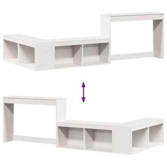 Nachtkastje met bureau 232x122x75 cm massief grenenhout wit 7