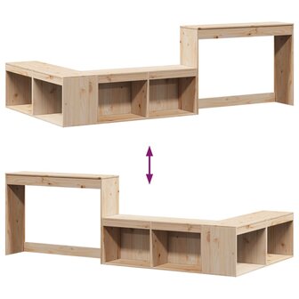 Nachtkastje met bureau 222x122x75 cm massief grenenhout 7