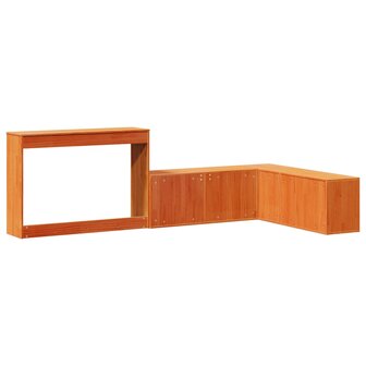 Nachtkastje met bureau 222x122x75 cm grenenhout wasbruin 6