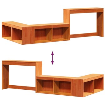 Nachtkastje met bureau 222x122x75 cm grenenhout wasbruin 7