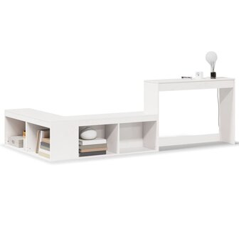 Nachtkastje met bureau 222x107x75 cm massief grenenhout wit 2