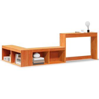 Nachtkastje met bureau 222x107x75 cm grenenhout wasbruin 2