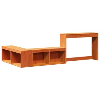 Nachtkastje met bureau 222x107x75 cm grenenhout wasbruin 3