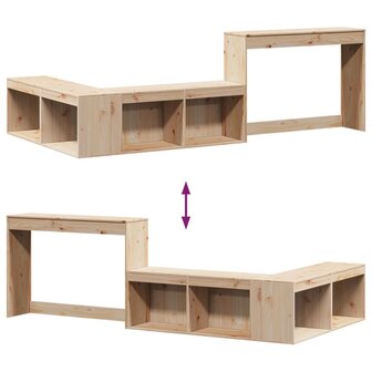 Nachtkastje met bureau 232x112x75 cm massief grenenhout 7